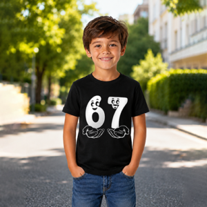 Funny 6 7 Number T-Shirt for Kids and Adults - Black