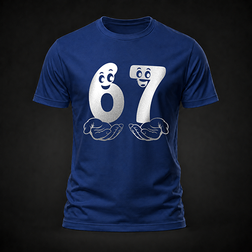 Funny 6 7 Number T-Shirt for Kids and Adults - Dark Blue