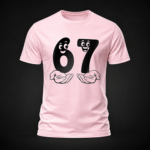 Funny 6 7 Number T-Shirt for Kids and Adults - Light Pink