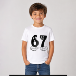 Funny 6 7 Number T-Shirt for Kids and Adults - White