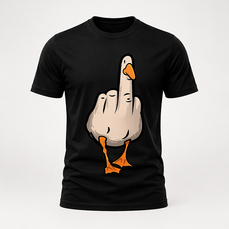 Duck Funny Rude Goose T-Shirt Men's Novelty Graphic Tee Cheeky Adult Humour Gift - Black
